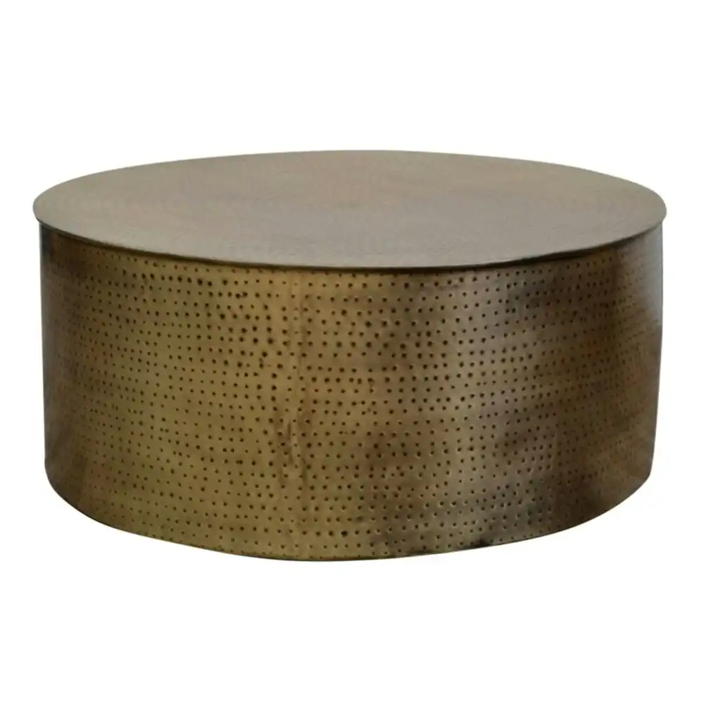 Titan Golden Hammered Metal Round Coffee Table