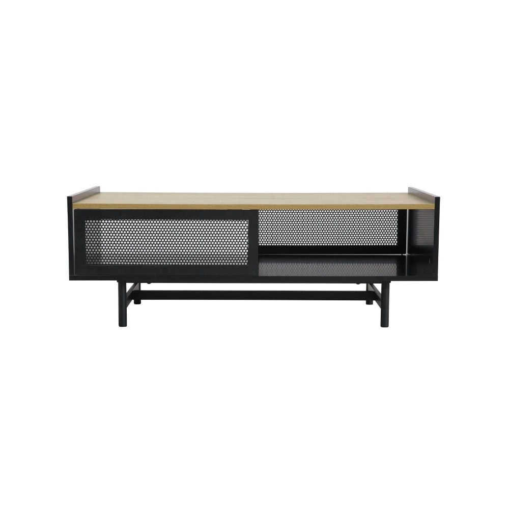 Maestro Furniture Mesh Open Shelf Rectangular Coffee Table 110cm - Black/Natural