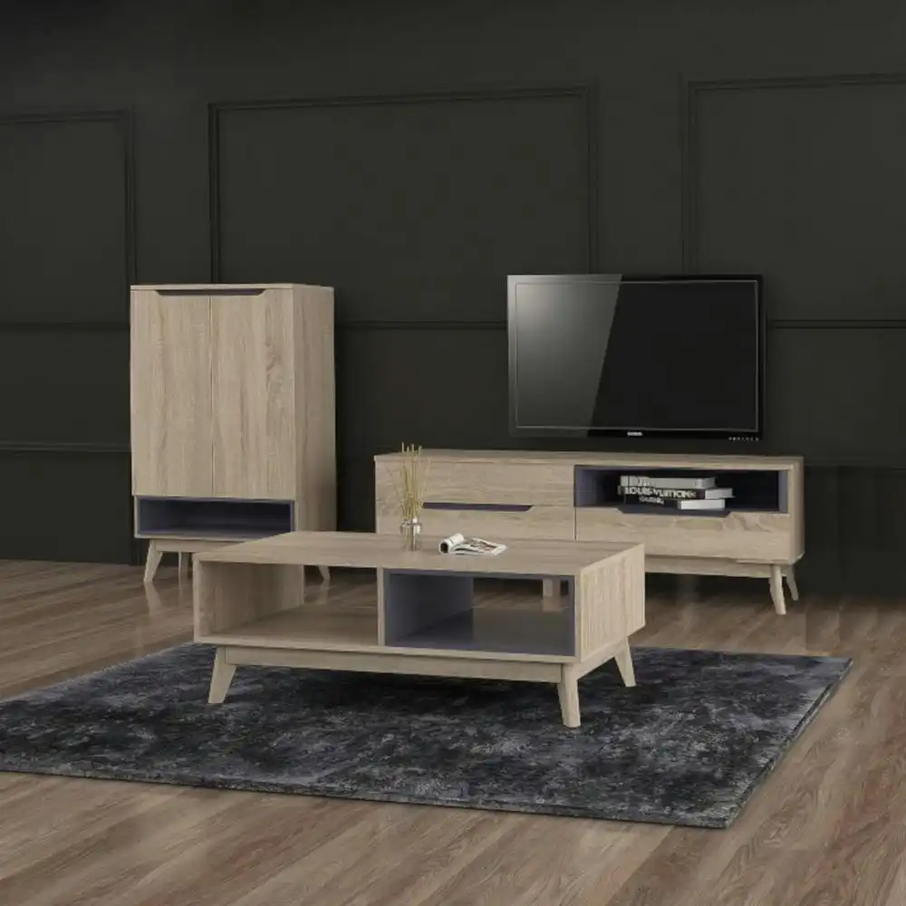 Chase Scandinavian TV Stand Cabinet Entertainment Unit 1.2m - Oak