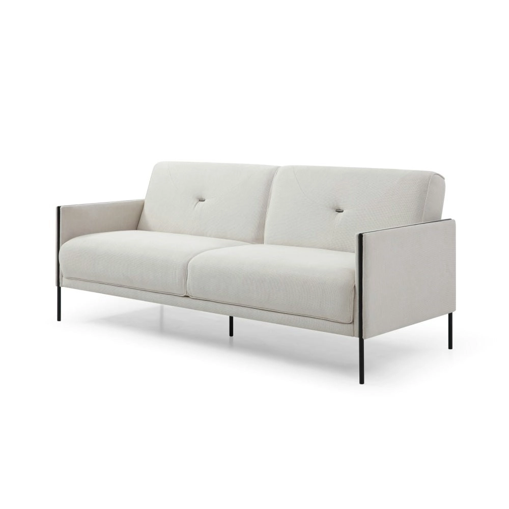 Design Square Designer Fabric Modern Luxury 3-Seater Sofa Bed Lounge - White