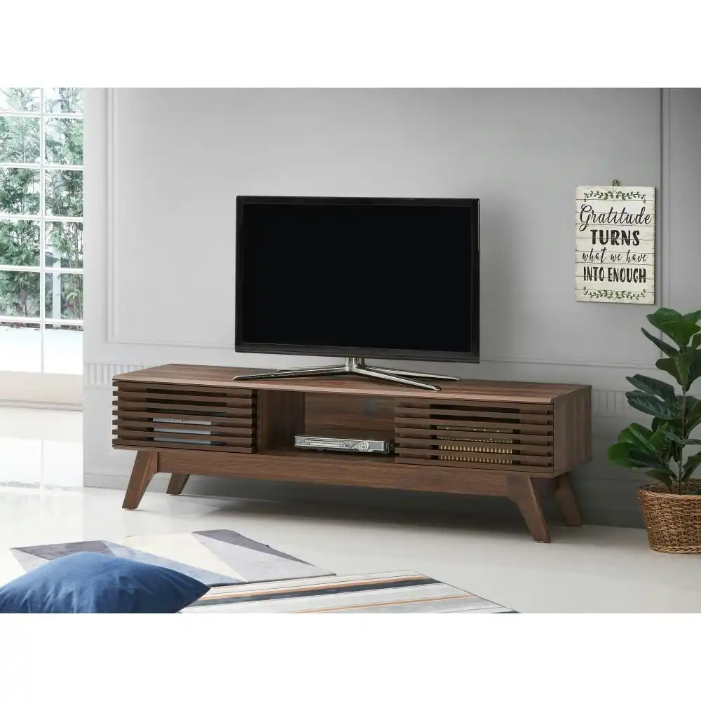 Camille Wooden Lowline Entertainment Unit TV Stand 150cm - Walnut