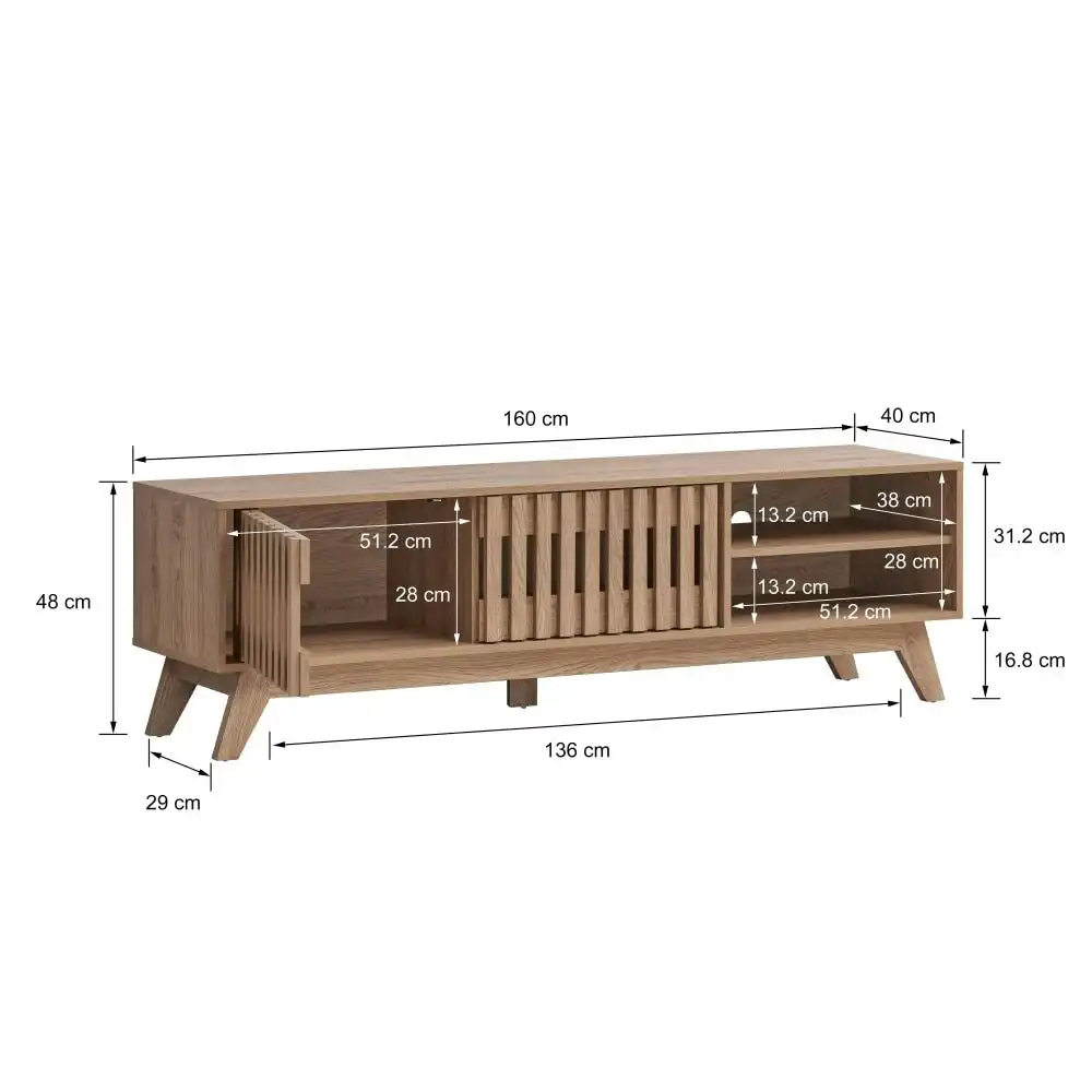 Design Square Mark Wooden TV Stand Entertainment Unit W/ 2-Doors 160cm - Oak