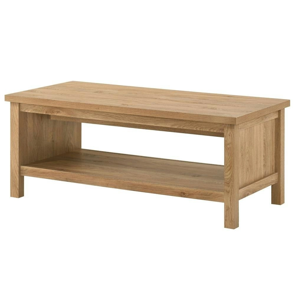 Design Square Kayle Open Shelf Modern Classic Scandinavian Rectangular Coffee Table - Oak