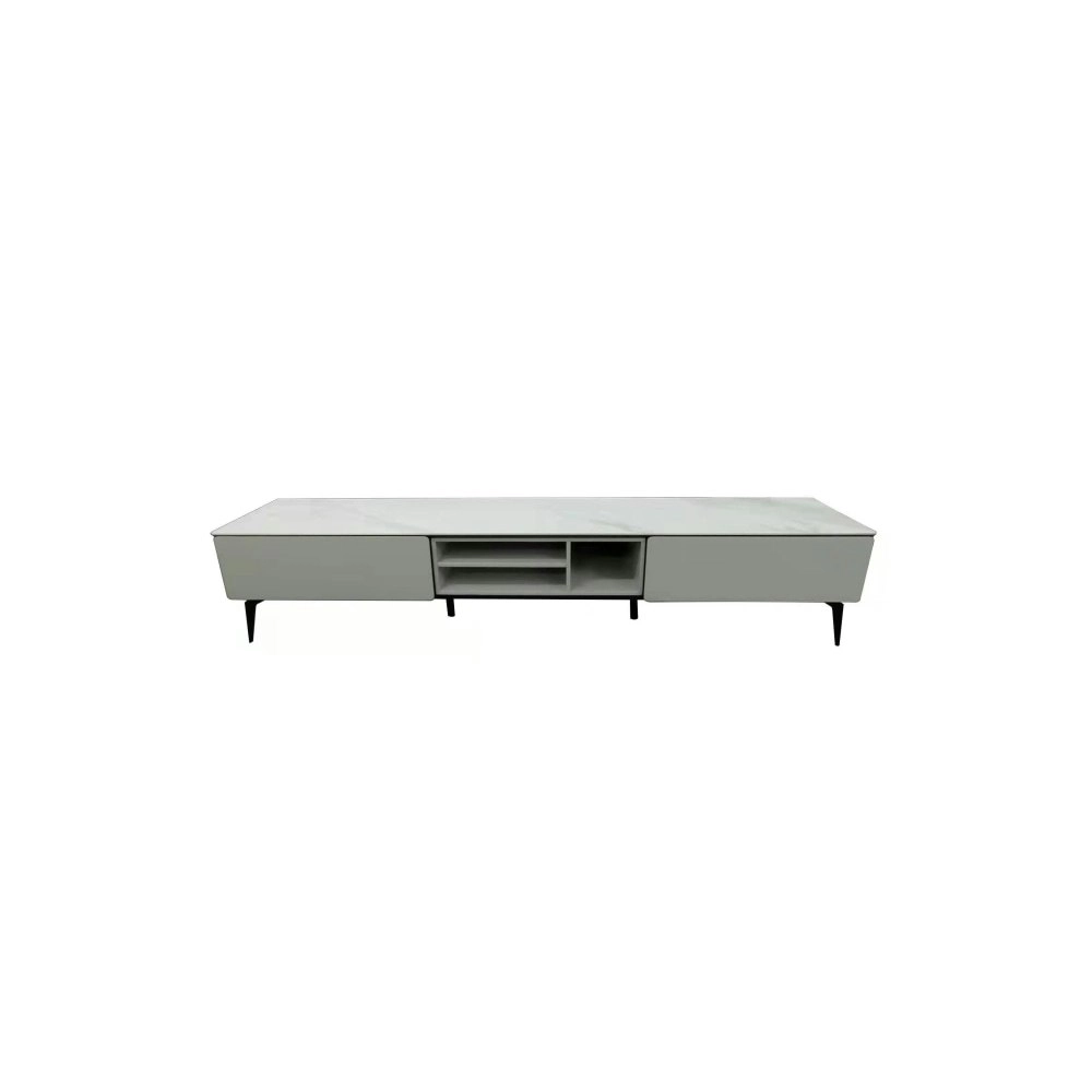 Our Home Lucinda Sintered Stone Lowline TV Stand Entertainment Unit 200cm - White