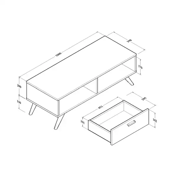 Abby Scandinavian Coffee Table - Oak & White