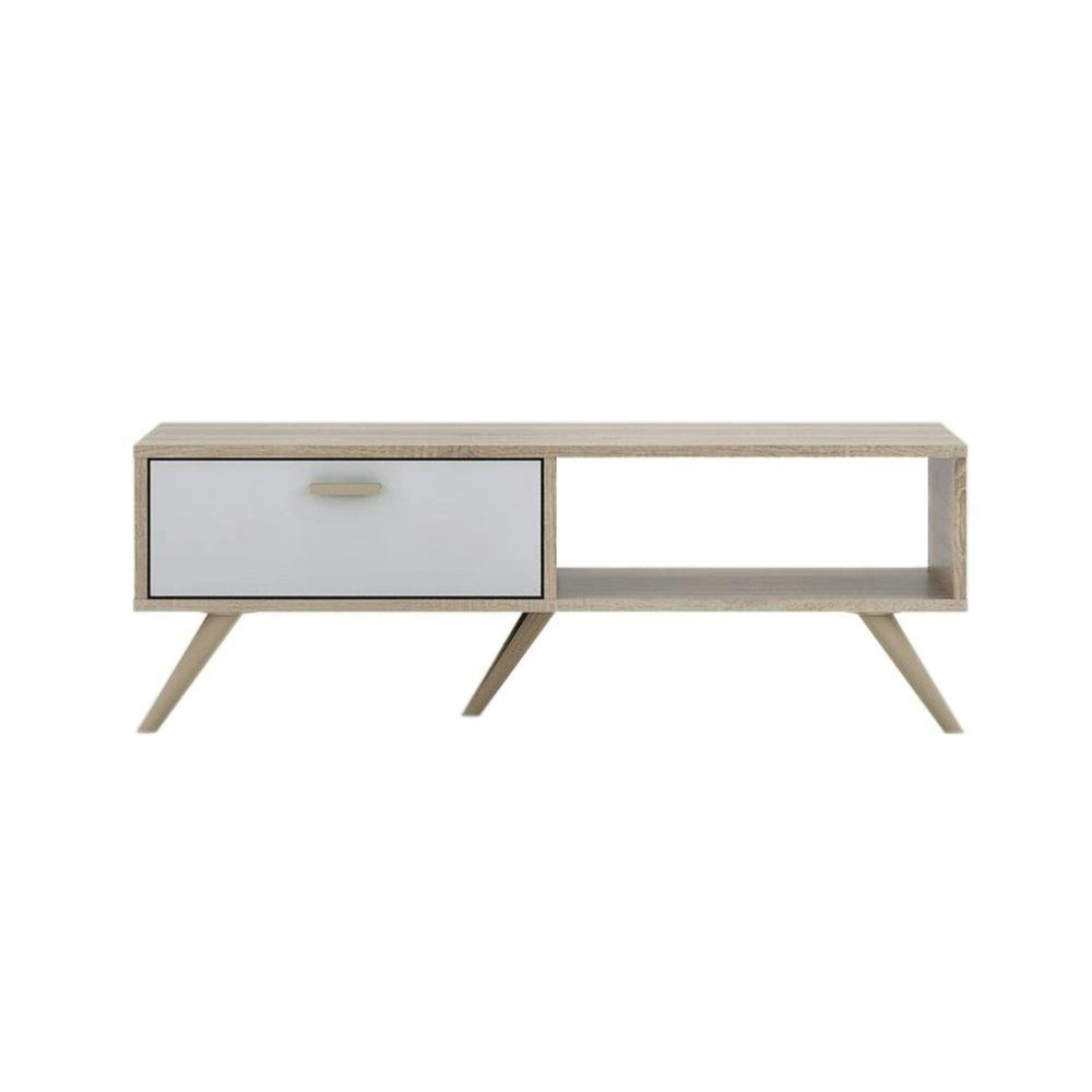 Abby Scandinavian Coffee Table - Oak & White