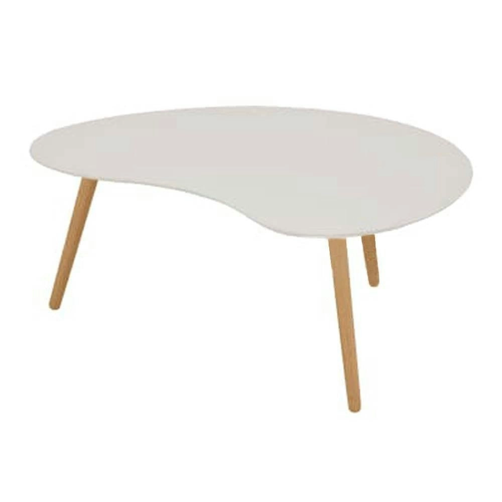 6IXTY Art Curved Modern Scandinavian Wooden Coffee Table - White