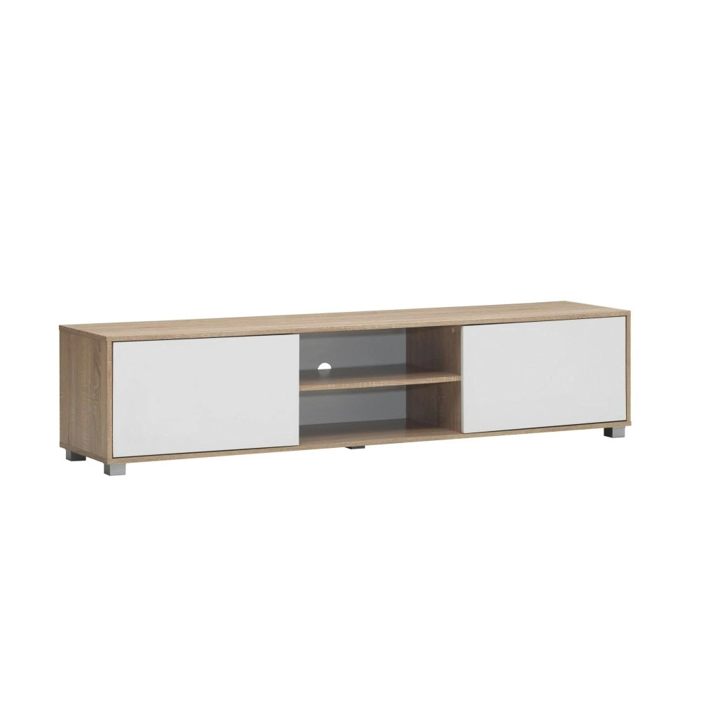 Design Square Samuel Lowline Entertainment Unit TV Stand W/ 2-Doors 180cm - Oak/White