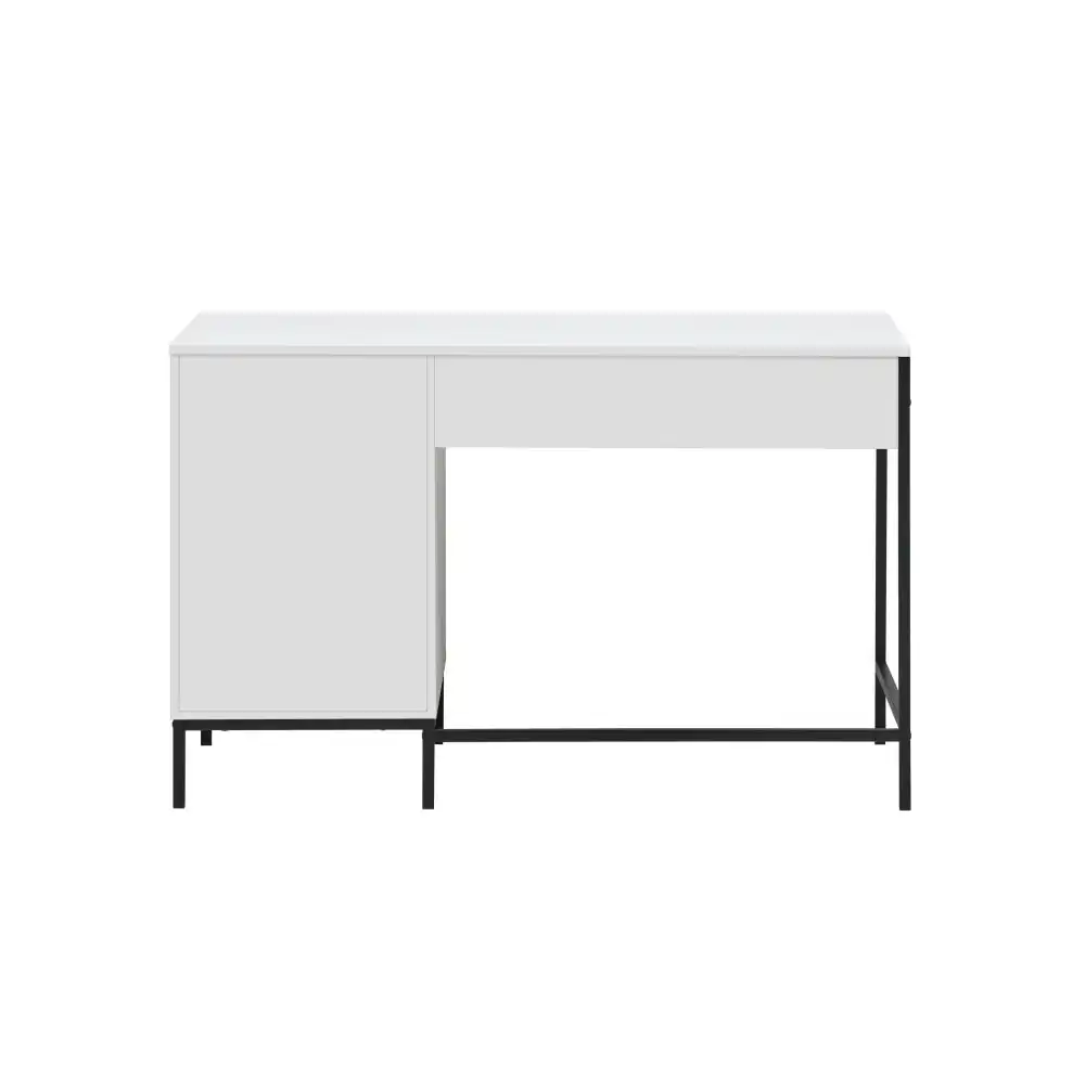 Design Square Urbano Work Computer Home Office Desk W/ 1-Door 1-Drawer  - White/Black