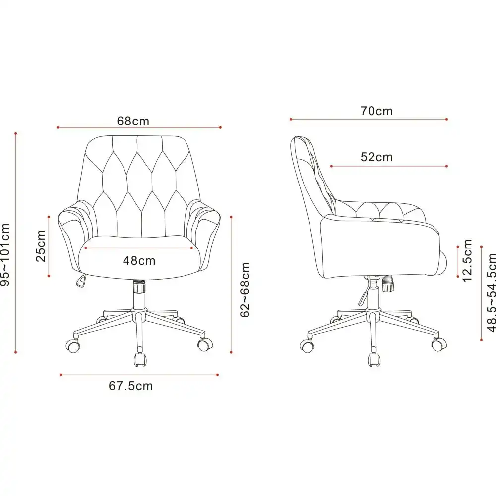 Goodwin Premium Velvet Fabric Executive Office Work Task Desk Computer Chair - Charcoal