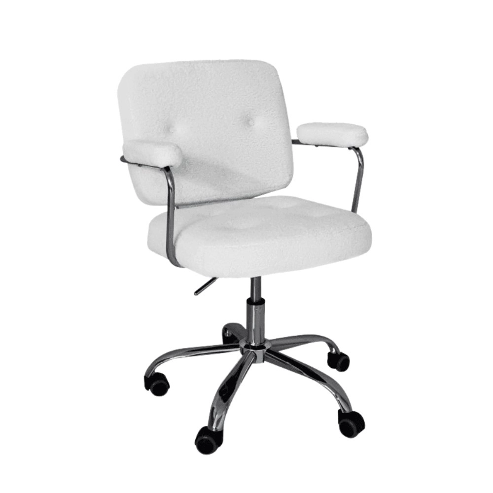 HomeStar Huggy  Faux-Fur Sheeperd Office Task Working Computer Chair - White