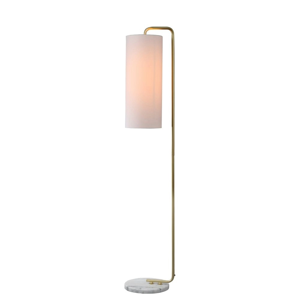 Jenni Modern Luxury Marble Base Linen Shade Floor Lamp Light Gold