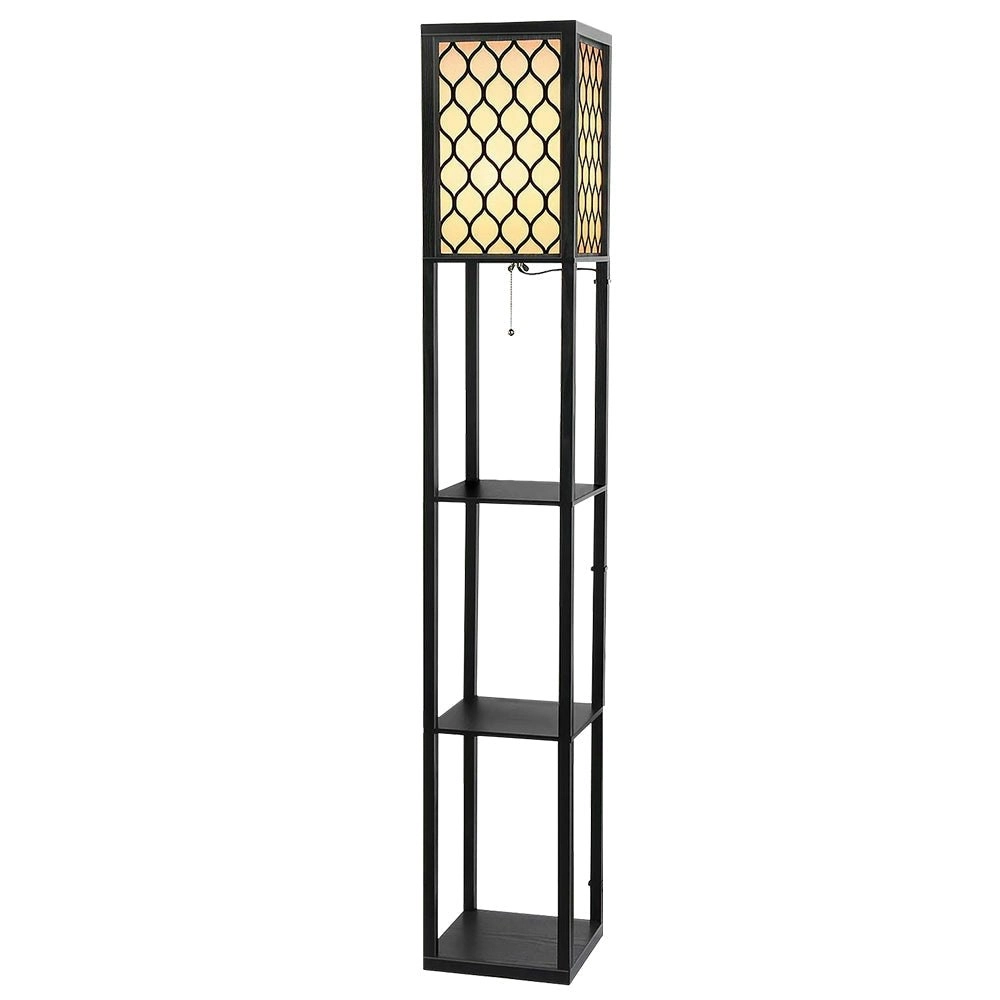 Floor Lamp Storage Shelf LED Lamps Vintage Standing Reading Light Bedroom