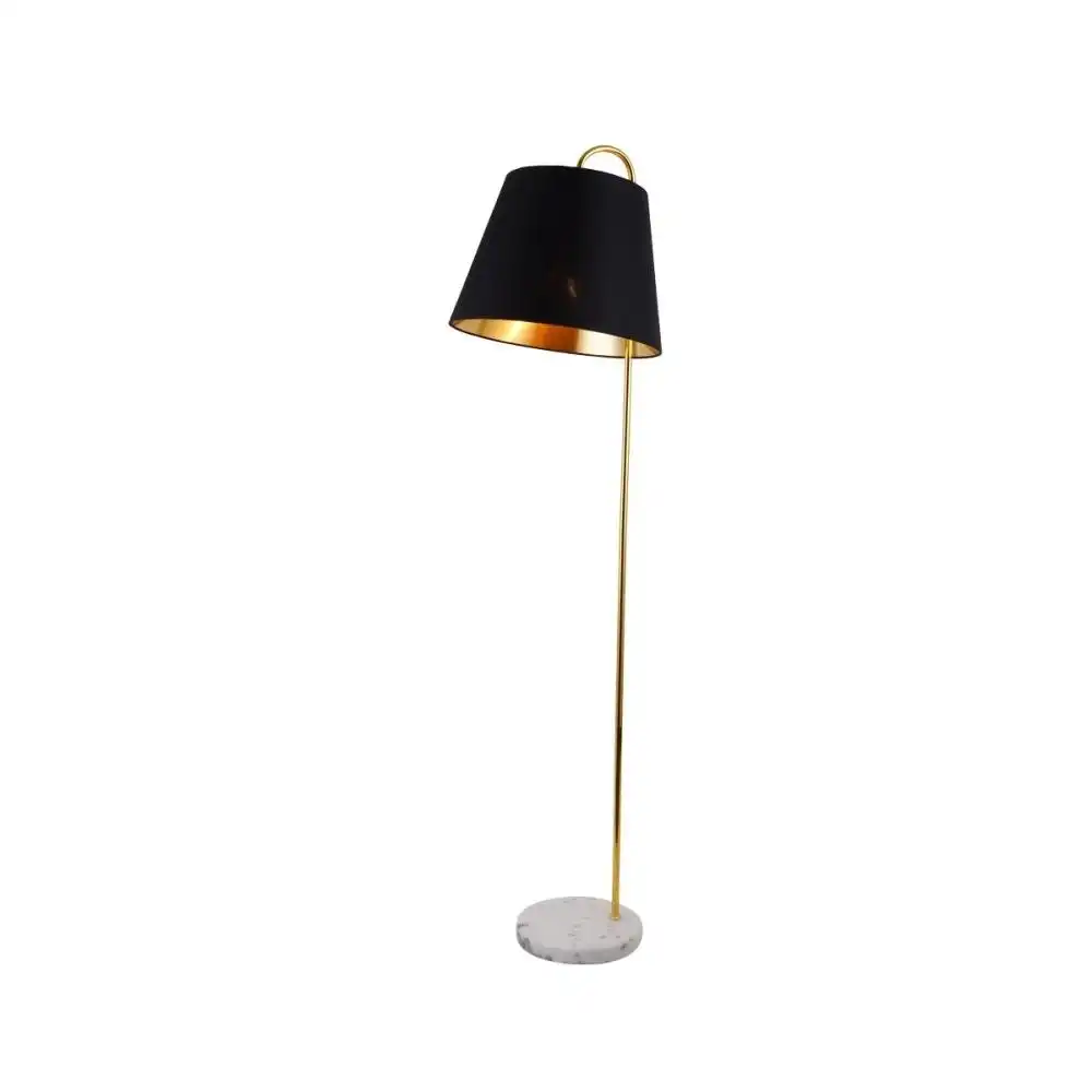 Iconic Modern Elegant Free Standing Reading Light - Black & Brass