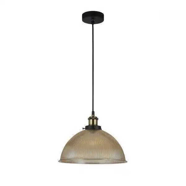 Livia Hanging Pendant Lamp Glass Shade - Black / Amber