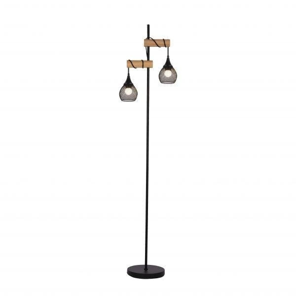 Vienna Slim Standing Floor Lamp Metal Base Dual Twin Lights - Black