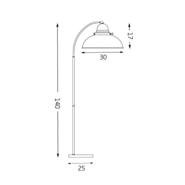 Oxford Modern Scandinavian Curved Arc Metal Standing  Floor Lamp - Antique Chrome