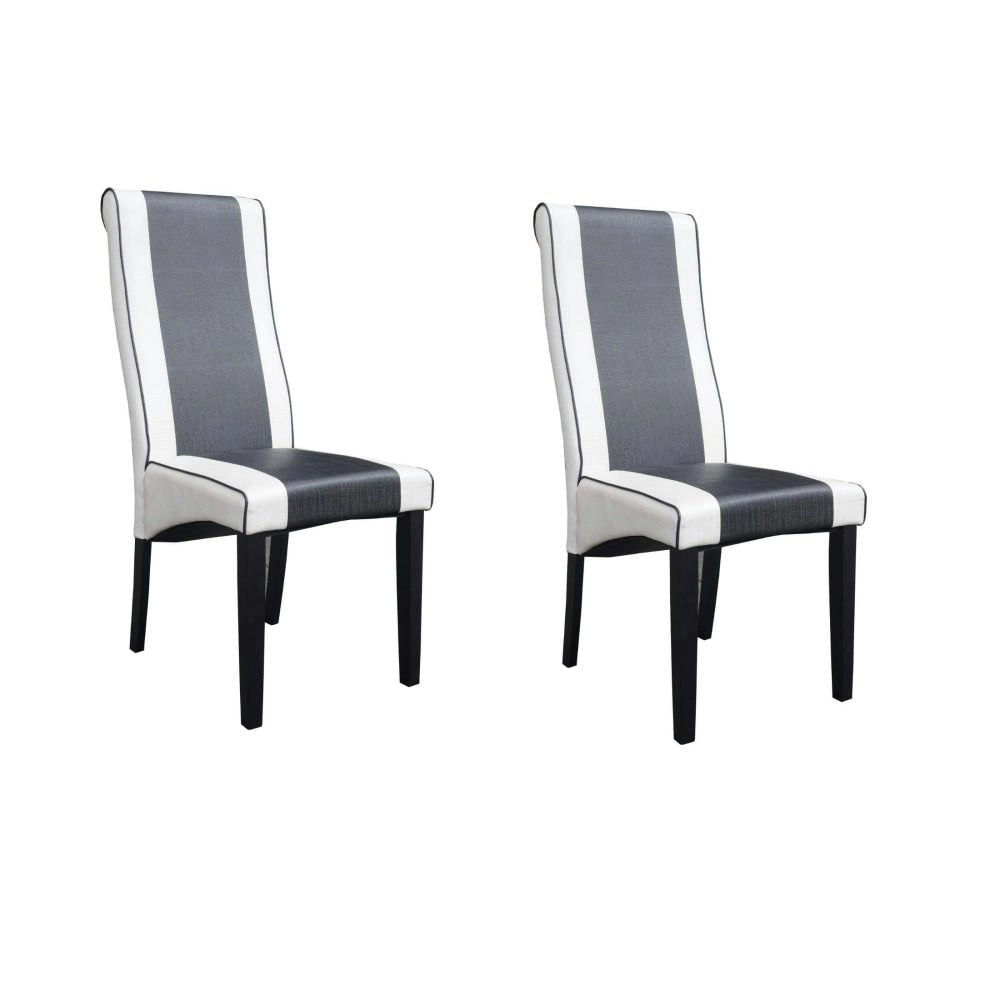 Design Square Set Of 2 Alpine Leather Dining Chair Wooden Legs - Cappucino & White