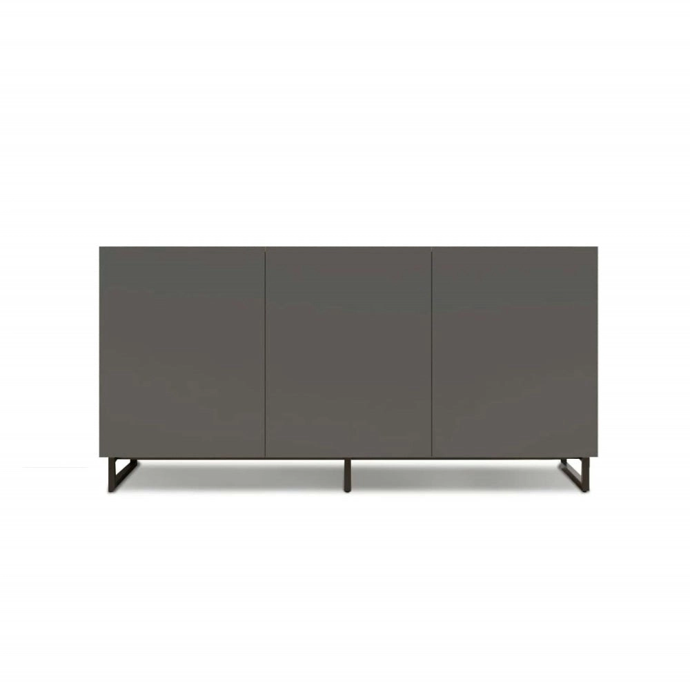 Design Square Zane Buffet Unit Sideboard W/ 3-Doors Storage Cabinet - Walnut/Charcoal