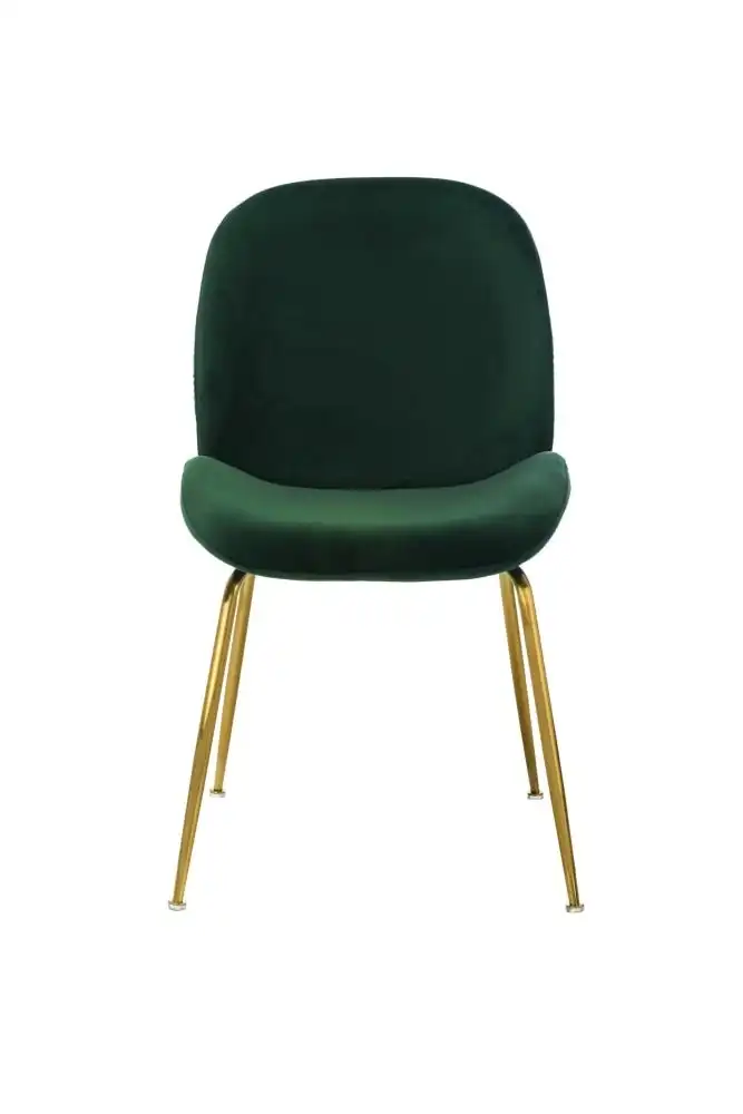 Raimon Furniture Set of 2 Casa Velvet Fabric Dining Chair - Gold Legs - Emerald