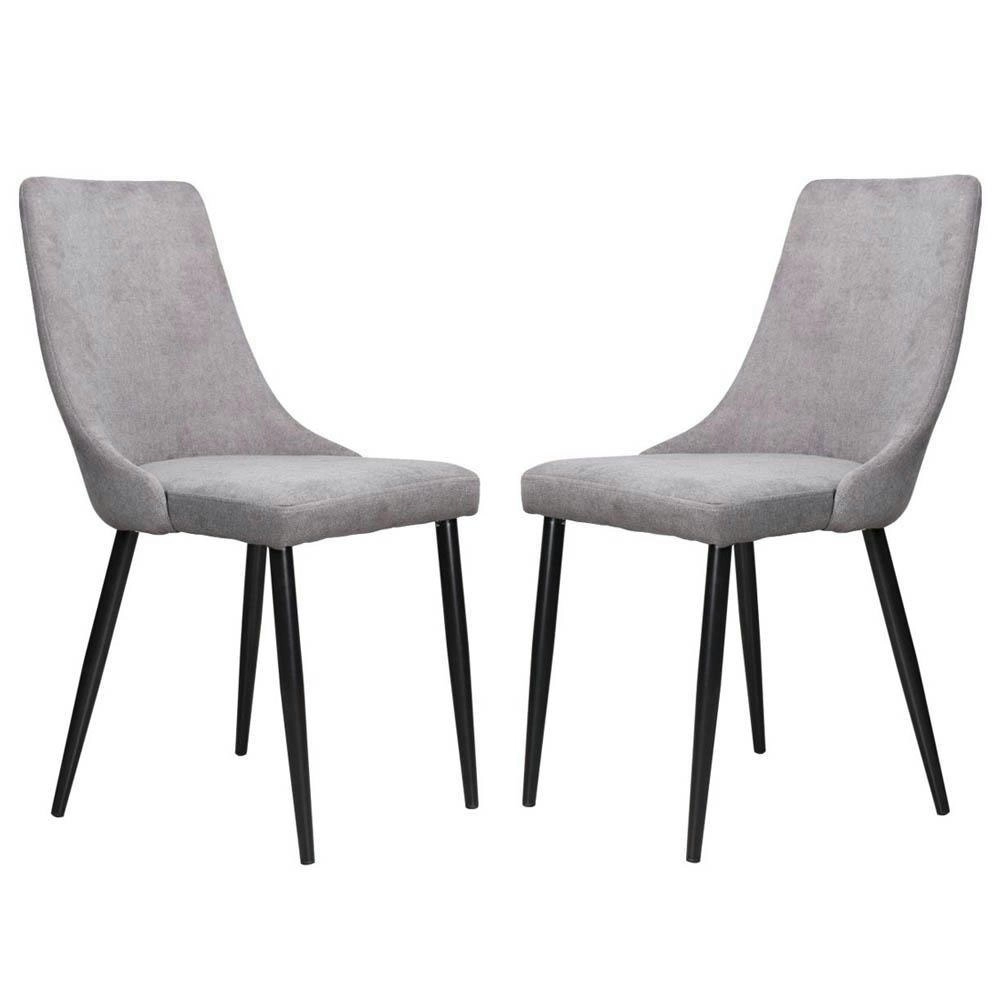 Raimon Furniture Set of 2 Arty Fabric Dining Chair Black Metal Legs - Grey