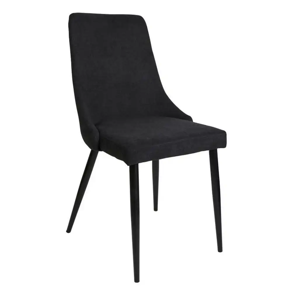 Set Of 2 Arty Fabric Dining Chair Black Metal Legs - Charcoal