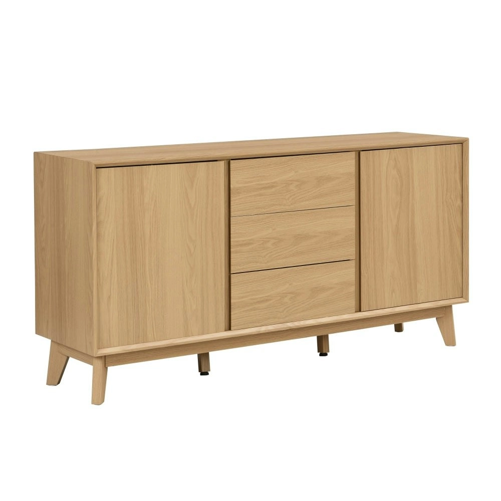 Design Square Hannah Wooden Sideboard Buffet Unit W/ 2-Doors 3-Drawers - Oak