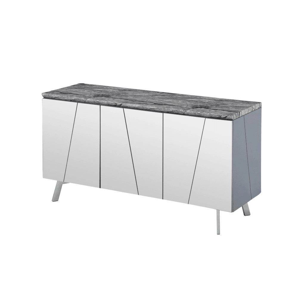 Our Home Valeria Luxurious Marble Foil Buffet Unit Sideboard Storage Cabinet - Grey