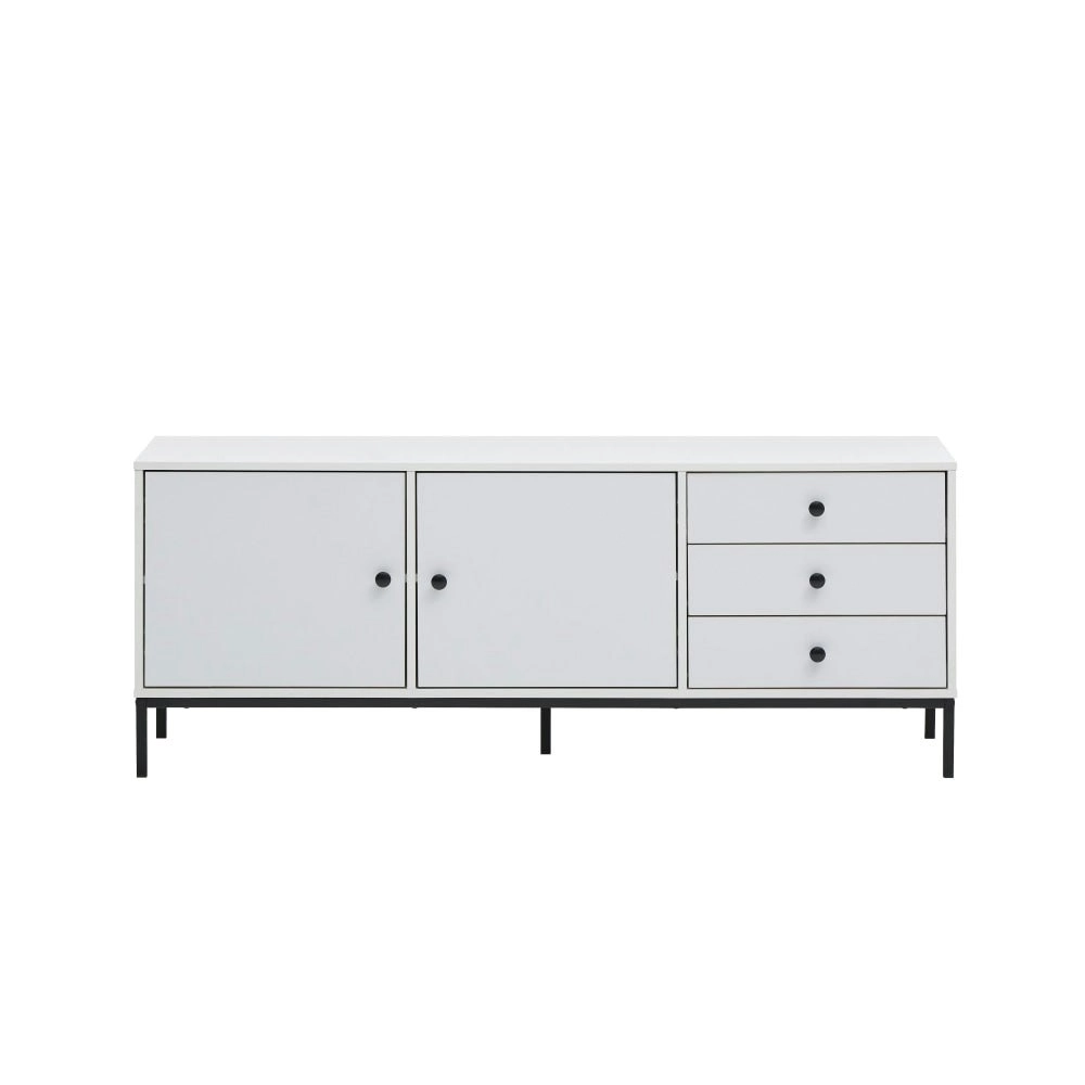 Design Square Urbano Low Sideboard Buffet Unit W/ 2-Doors 3-Drawers - White/Black