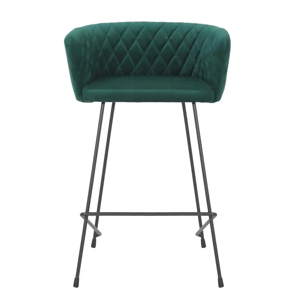 Set Of 2 Camille Velvet Fabric Kitchen Counter Bar Stool - Teal