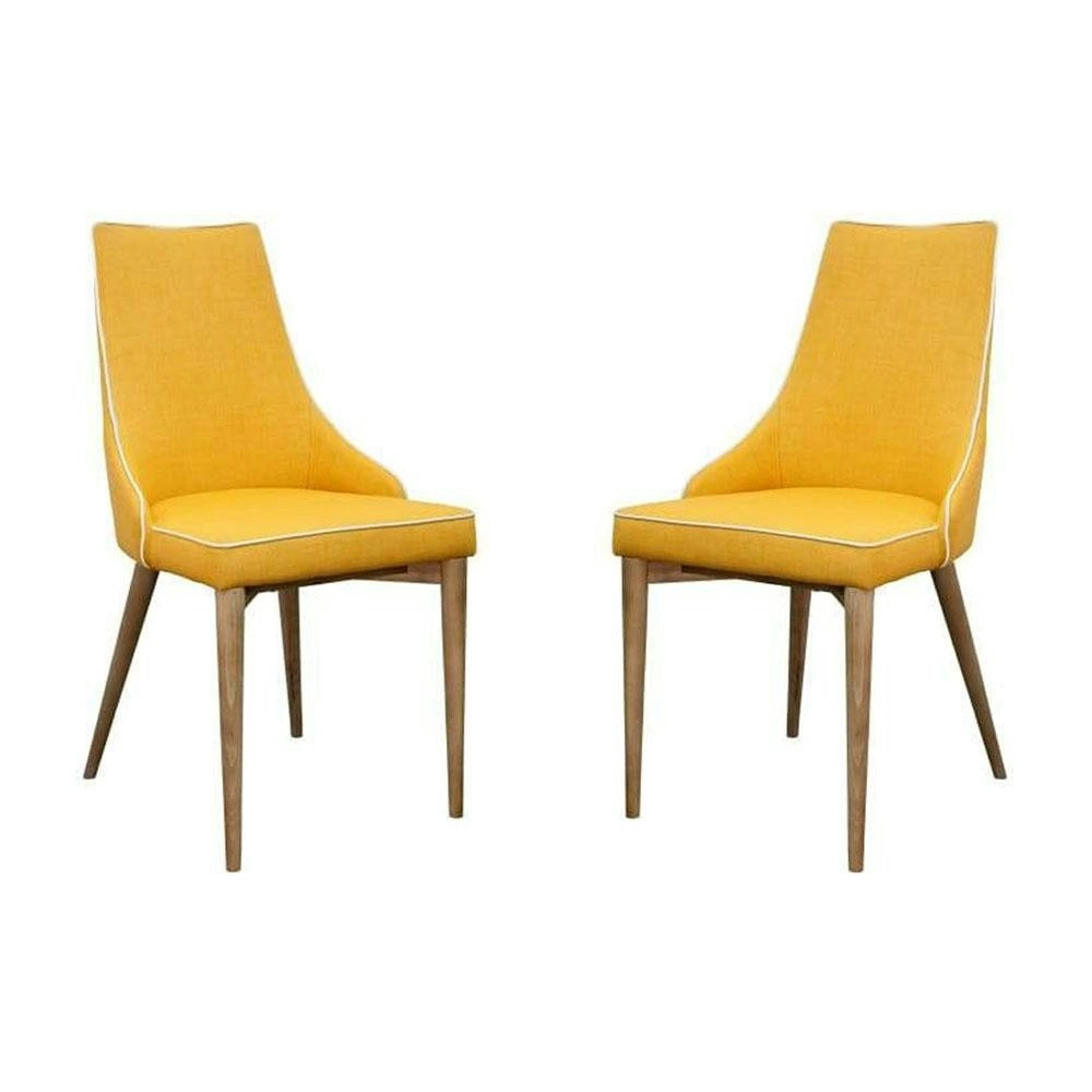 6IXTY Set of 2 - Martini Luxury Scandinavian Fabric Dining Chair - Yellow