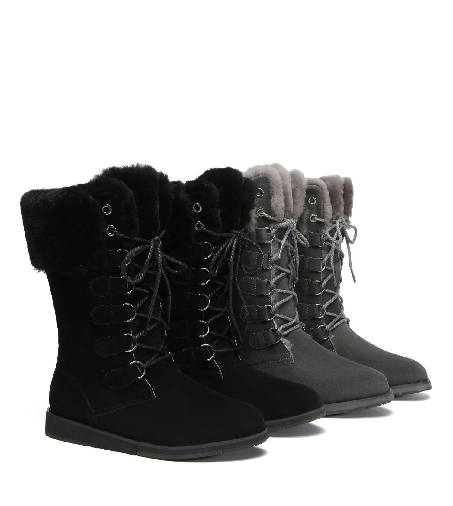 Tarramarra Lace Up Mid Calf Fashion Sheepskin Women Boots Becky