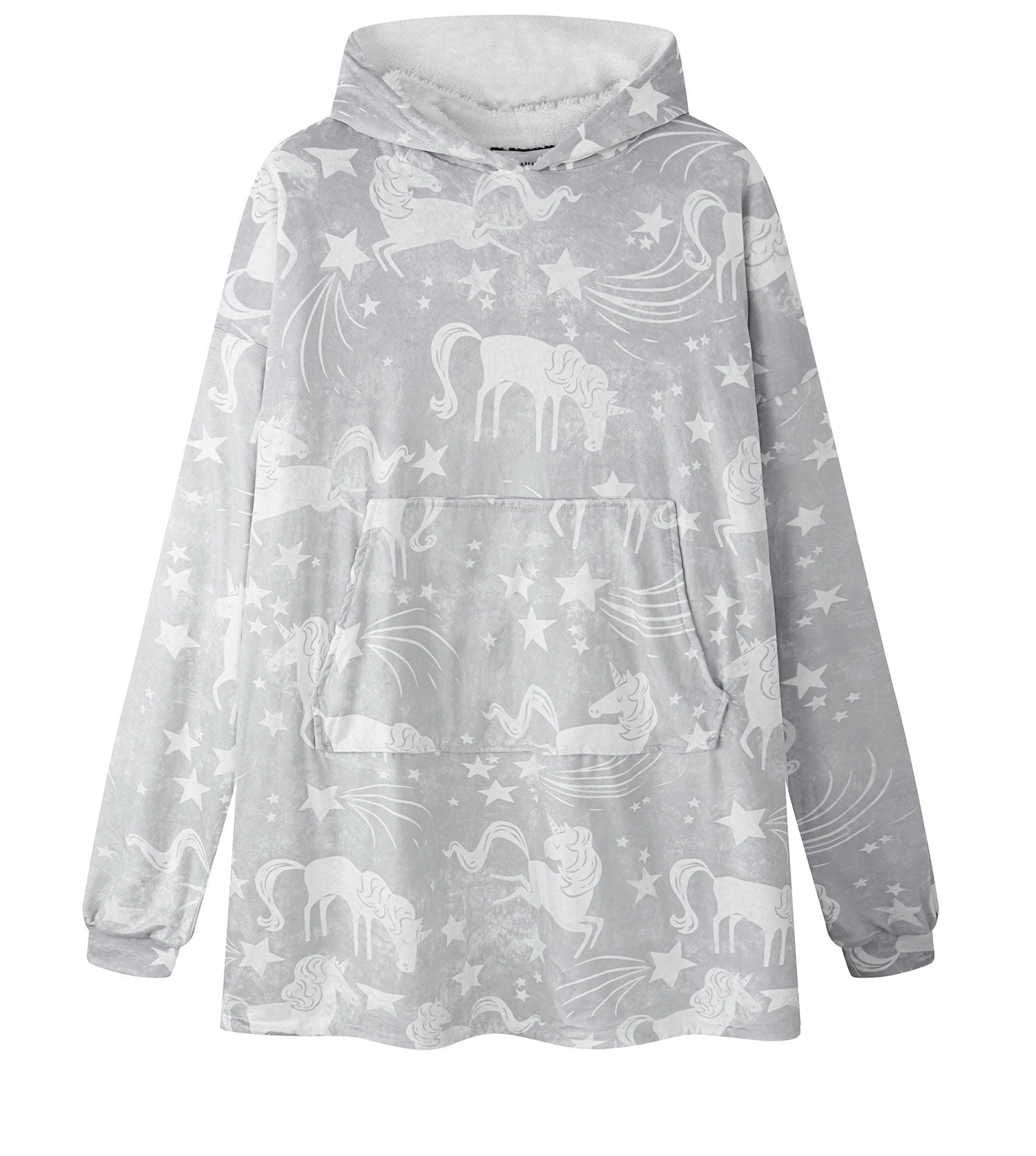 Tarramarra® Reversible Hoodie Blanket Unisex Grey Unicorn