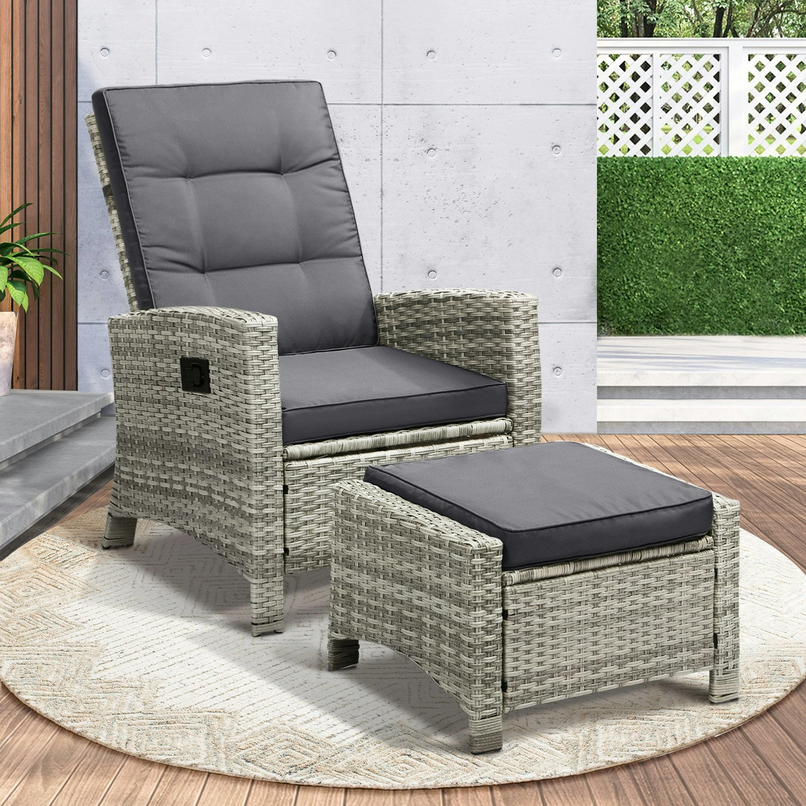 Livsip Recliner Chairs Sun lounge Outdoor Furniture Wicker Patio Garden Sofa