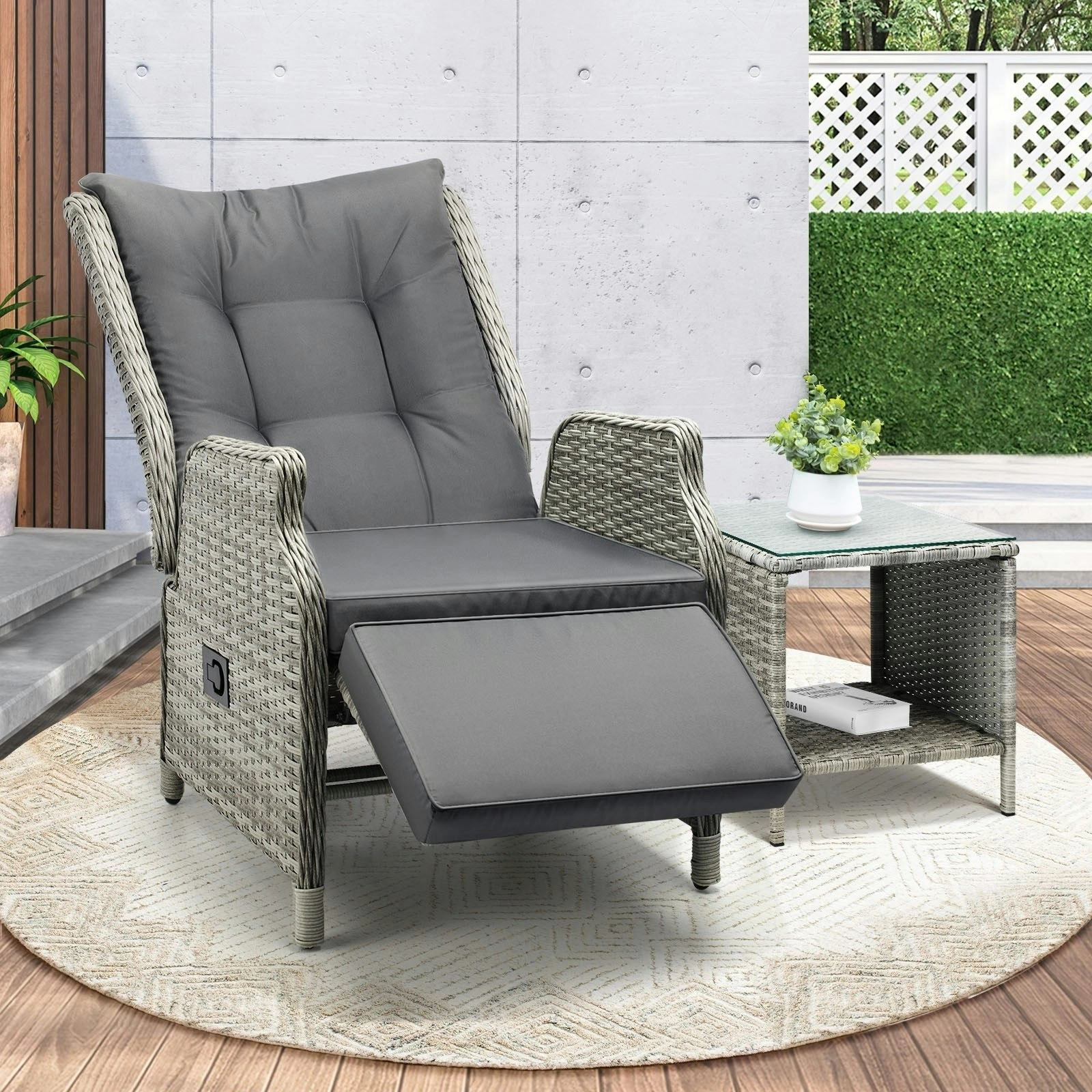 Livsip Outoodr Recliner Chair Sun Lounge & Table Set utdoor Furniture Patio Sofa