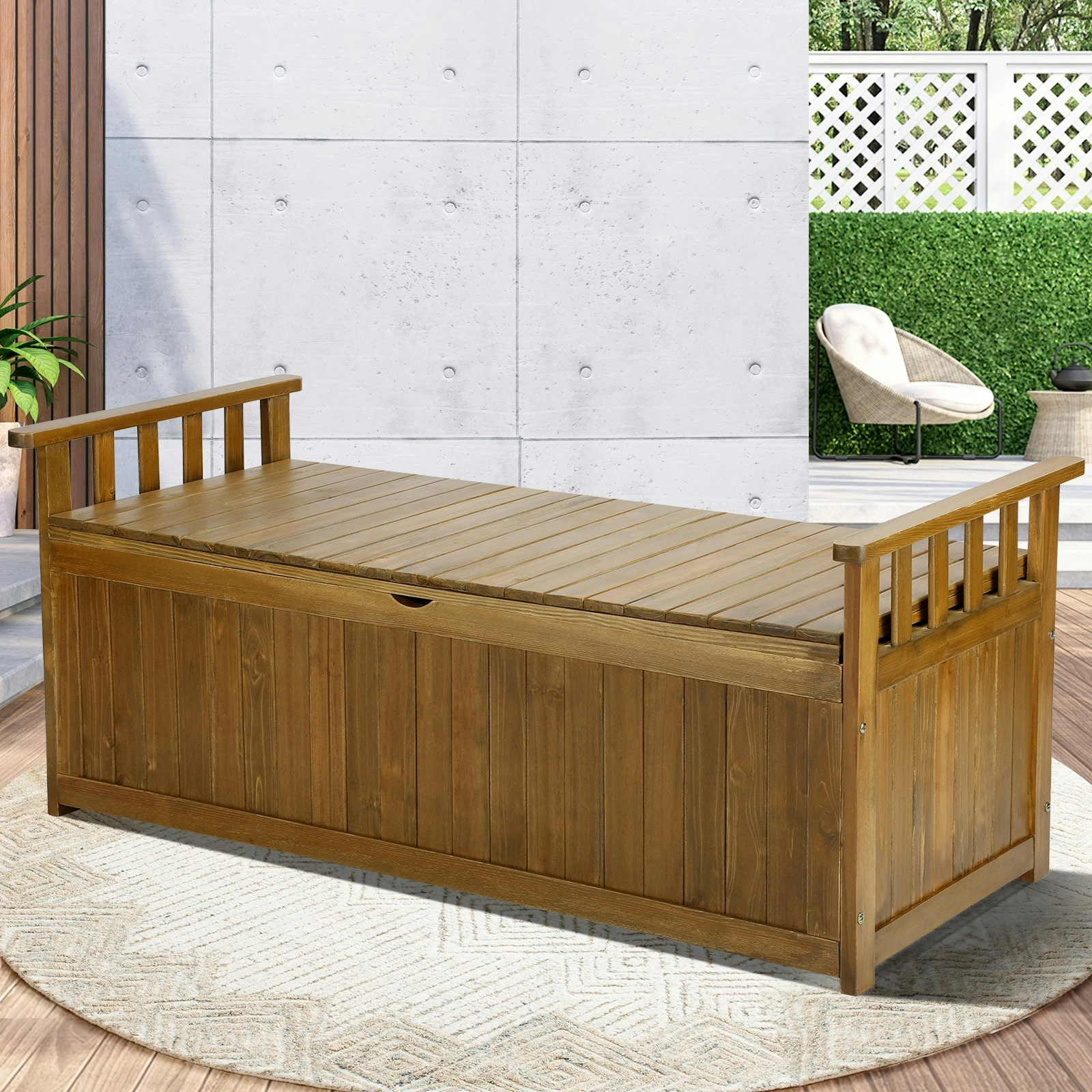 Livsip Outdoor Storage Box Garden Bench Wooden Container Chest Toy Cabinet XL