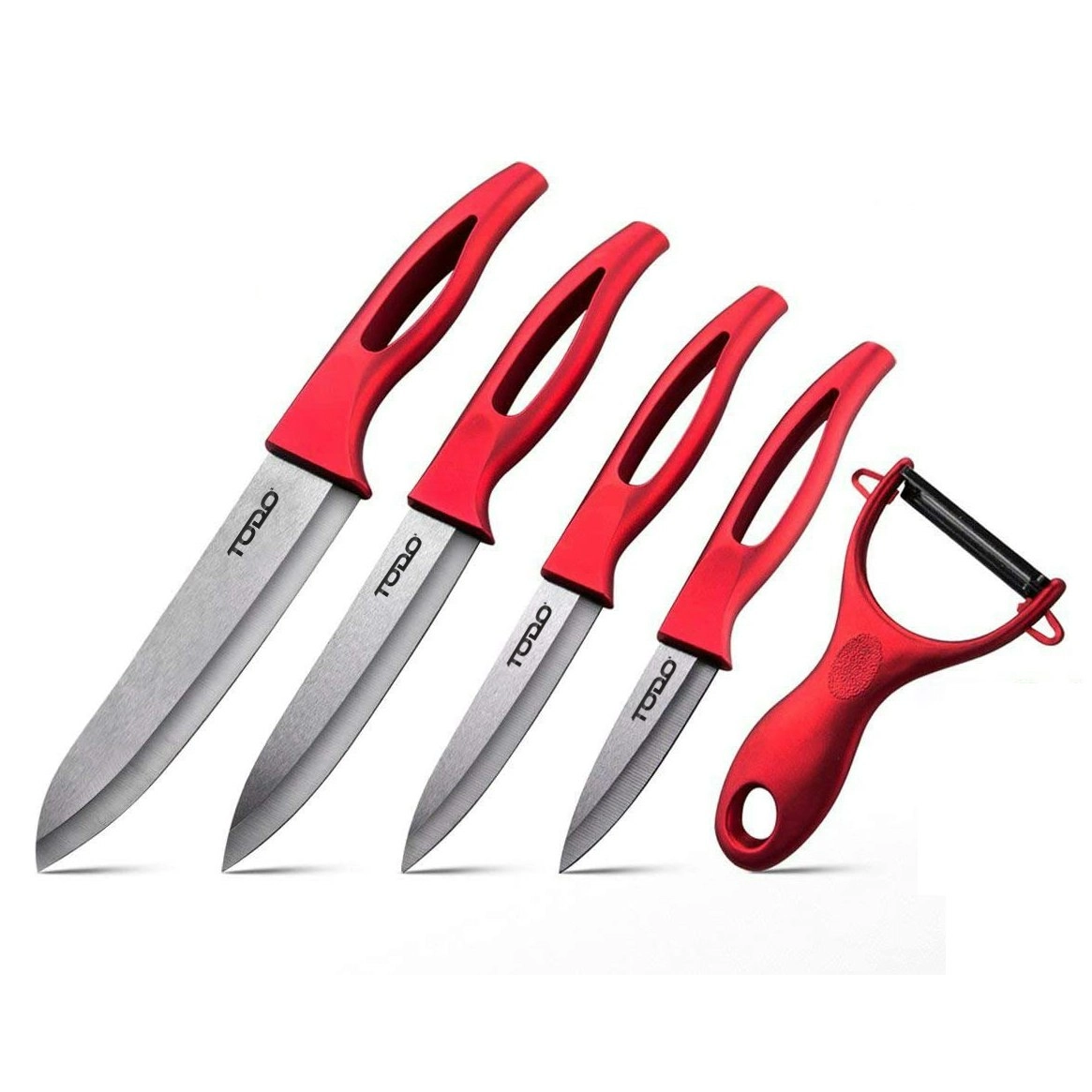 TODO 5 Pc Ceramic Knife + Peeler Set w/ Sheath Nano Zirconia Anti Bacterial Blade