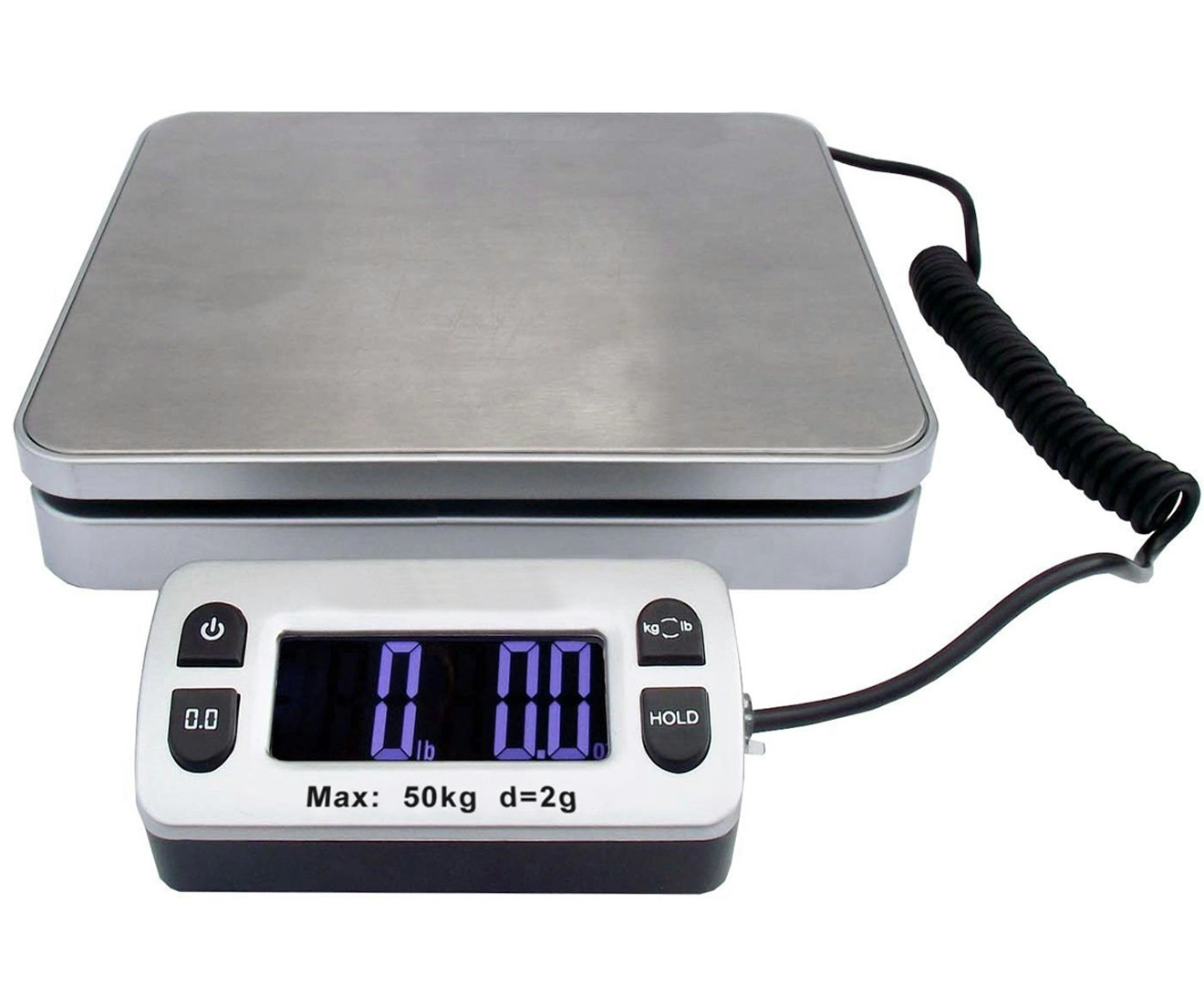 TODO 50Kg Digital Postal Scale Blue Lcd Display Stainless Steel Post 2G Graduation