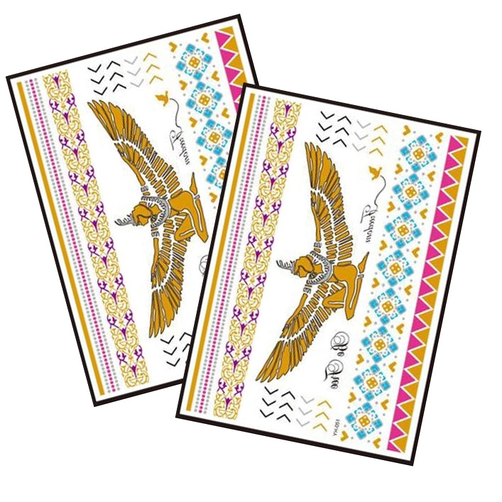 Metallic Temporary Tattoo Gold Silver Glitter Party Body Sticker Waterproof 2 Sheets 051