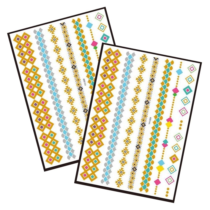 Metallic Temporary Tattoo Gold Silver Glitter Party Body Sticker Waterproof 2 Sheets 009