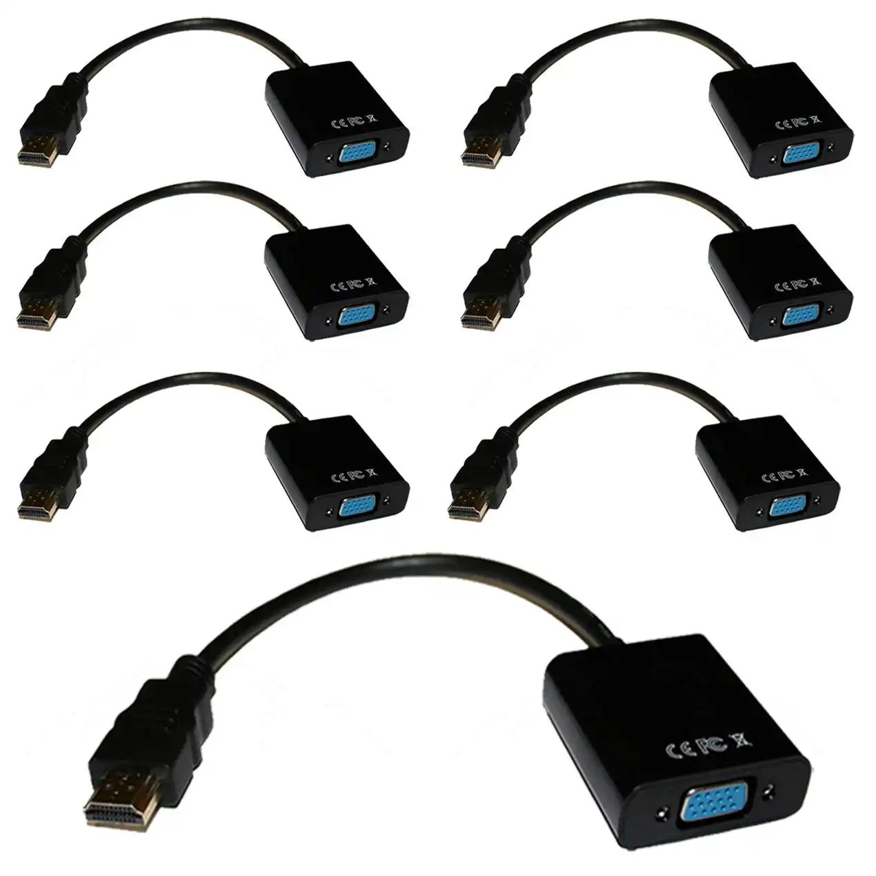 7Pc Hdmi To Vga Converter Cable 1080P + 3.5Mm Stereo Audio Digital Analog Conversion 7X