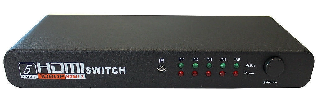 5 To 1 Hdmi Switch Switcher Hd 1080P Selector Remote Control (5 Input/1 Output)