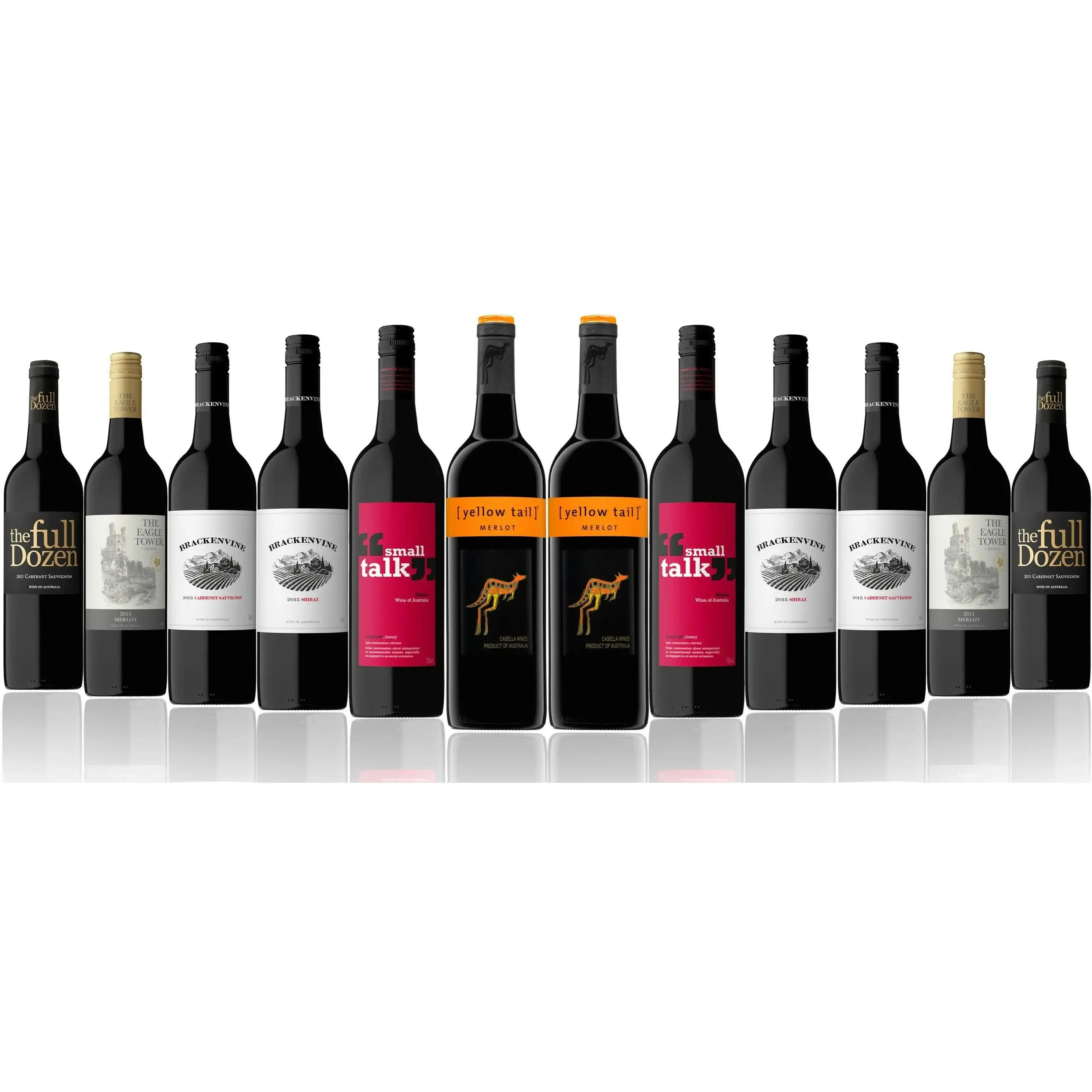 Australian Mixed Red Wine Dozen Featuring Yellow Tail Merlot (12 Bottles)