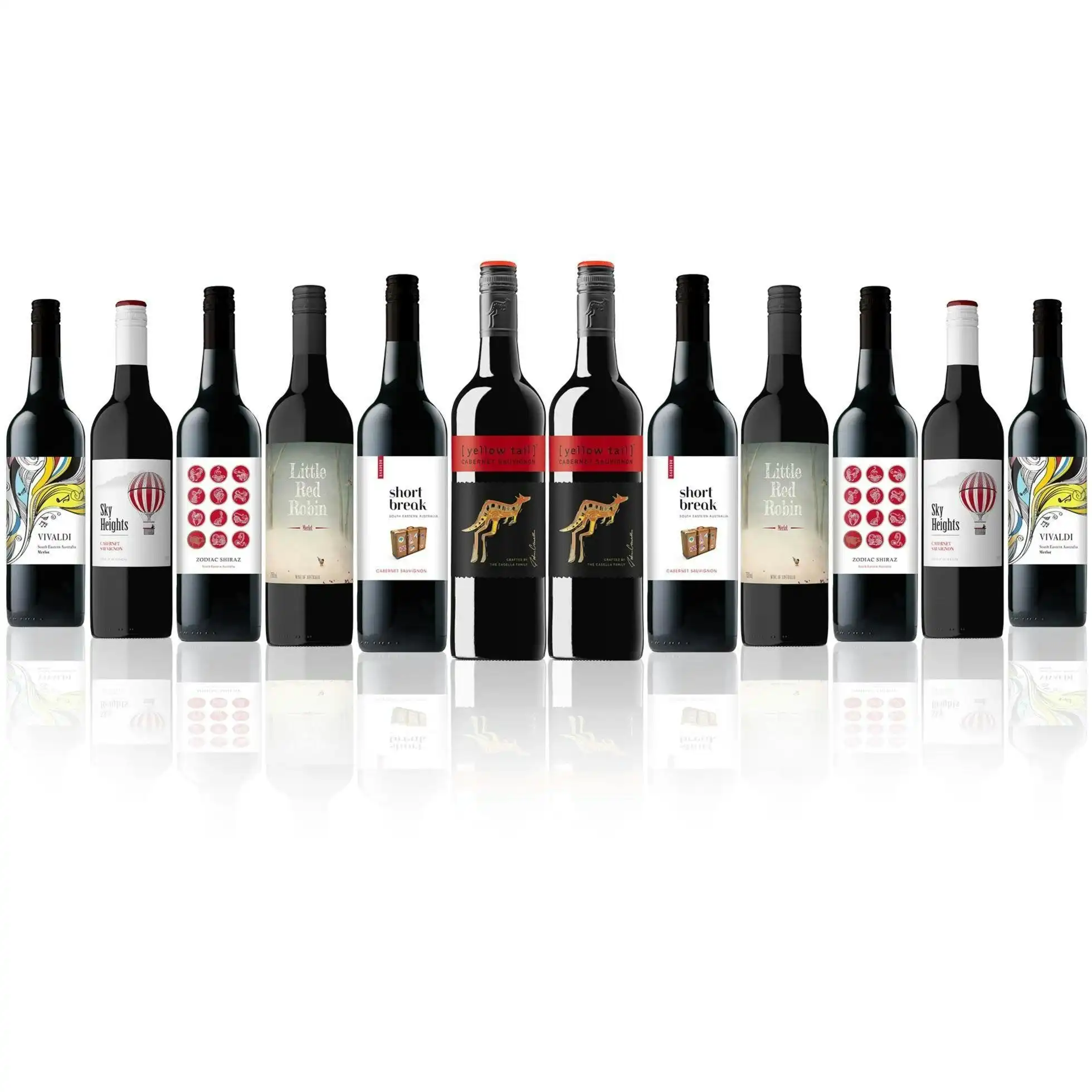 Mixed Aussie Red Dozen feat. Yellow Tail Cabernet Sauvignon (12 Bottles)