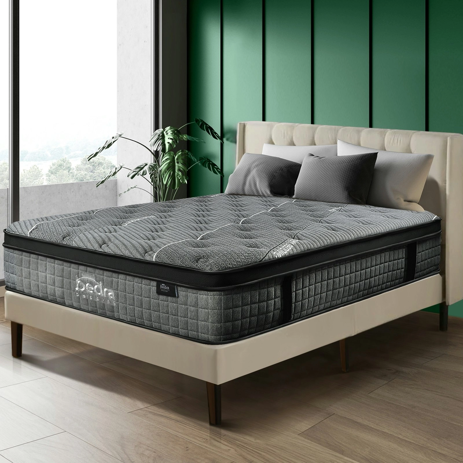 Bedra Double Mattress Breathable Spring Mattress Euro Top Latex Foam 34cm 7 zone