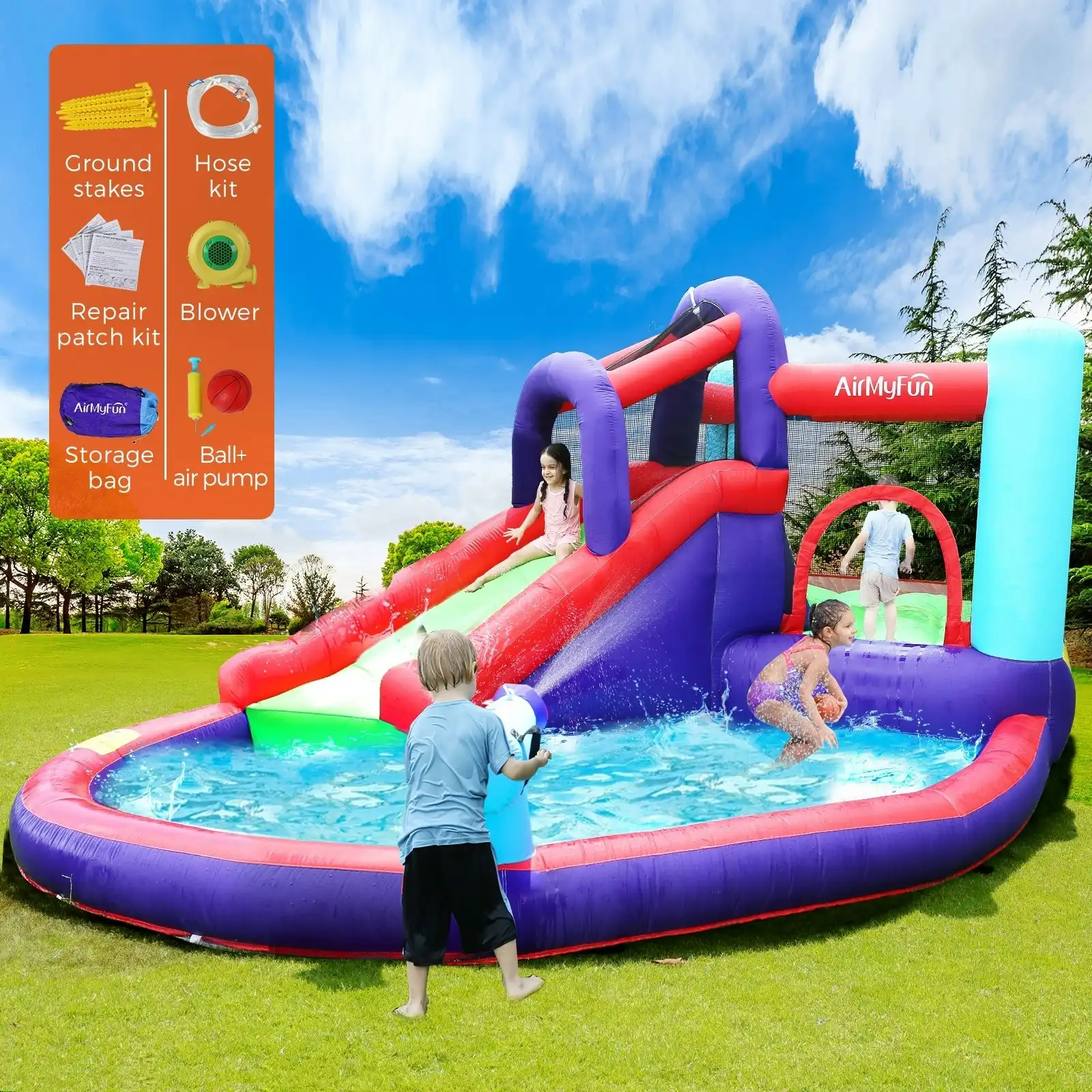 AirMyFun Inflatable Bounce House Water Slide Park Trampoline Jumping Castle Toy