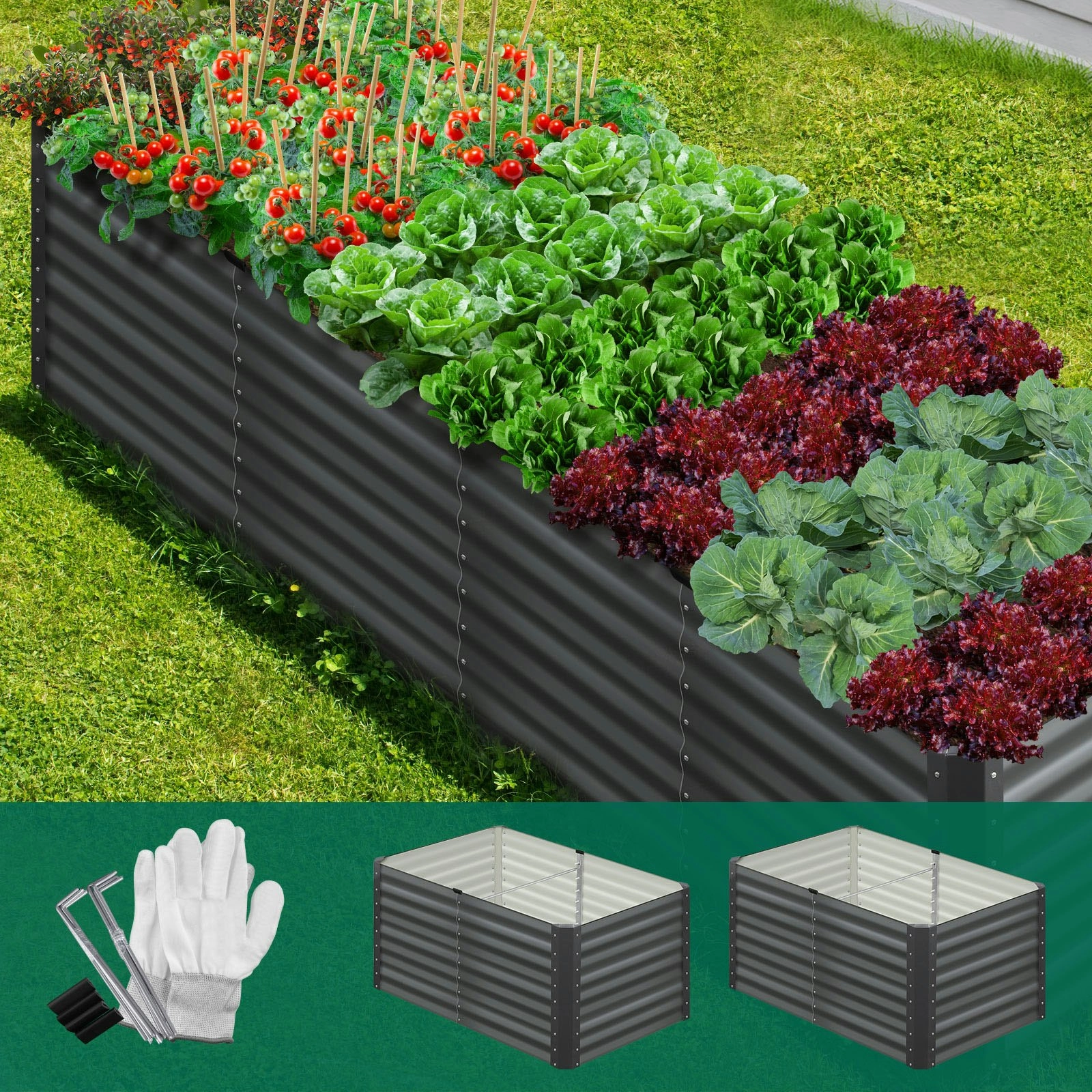 Livsip Raised Garden Bed Kit Instant Planter Galvanised Steel 320x80x73CM