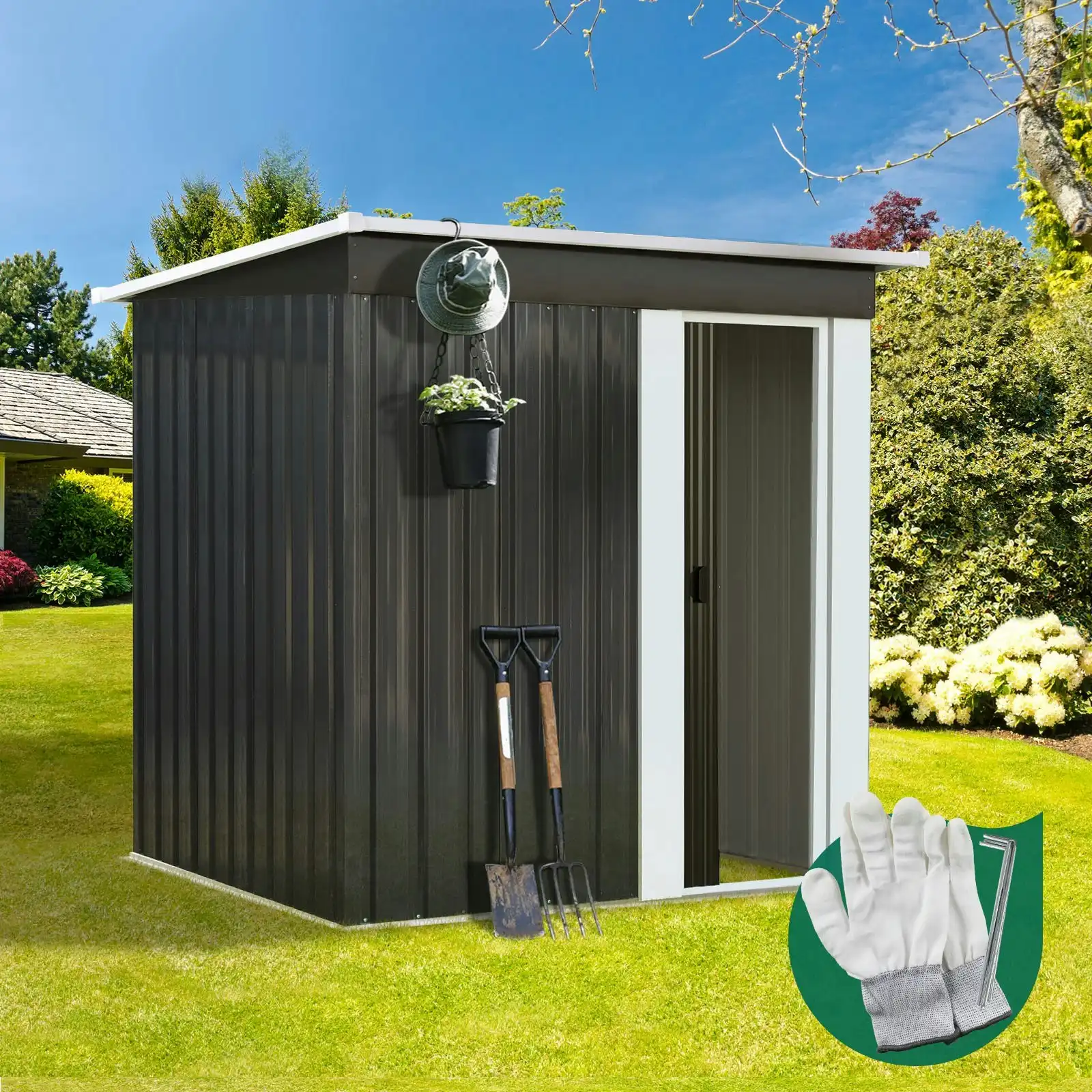 Livsip Garden Shed Outdoor Storage Sheds 1.62x0.86M Workshop Cabin Metal House