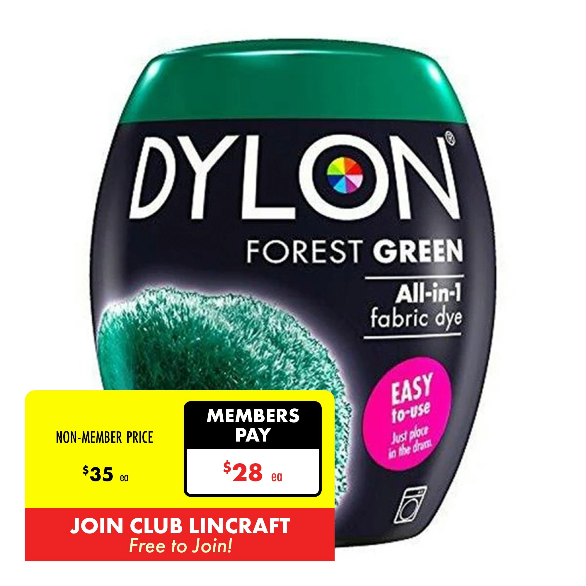 Dylon Fabric Dye, Forest Green- 350g