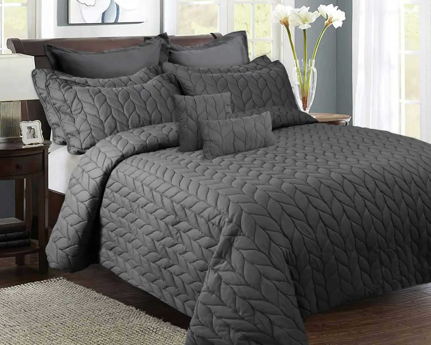 9 Piece Ultrasonic All Seasons Comforter Set